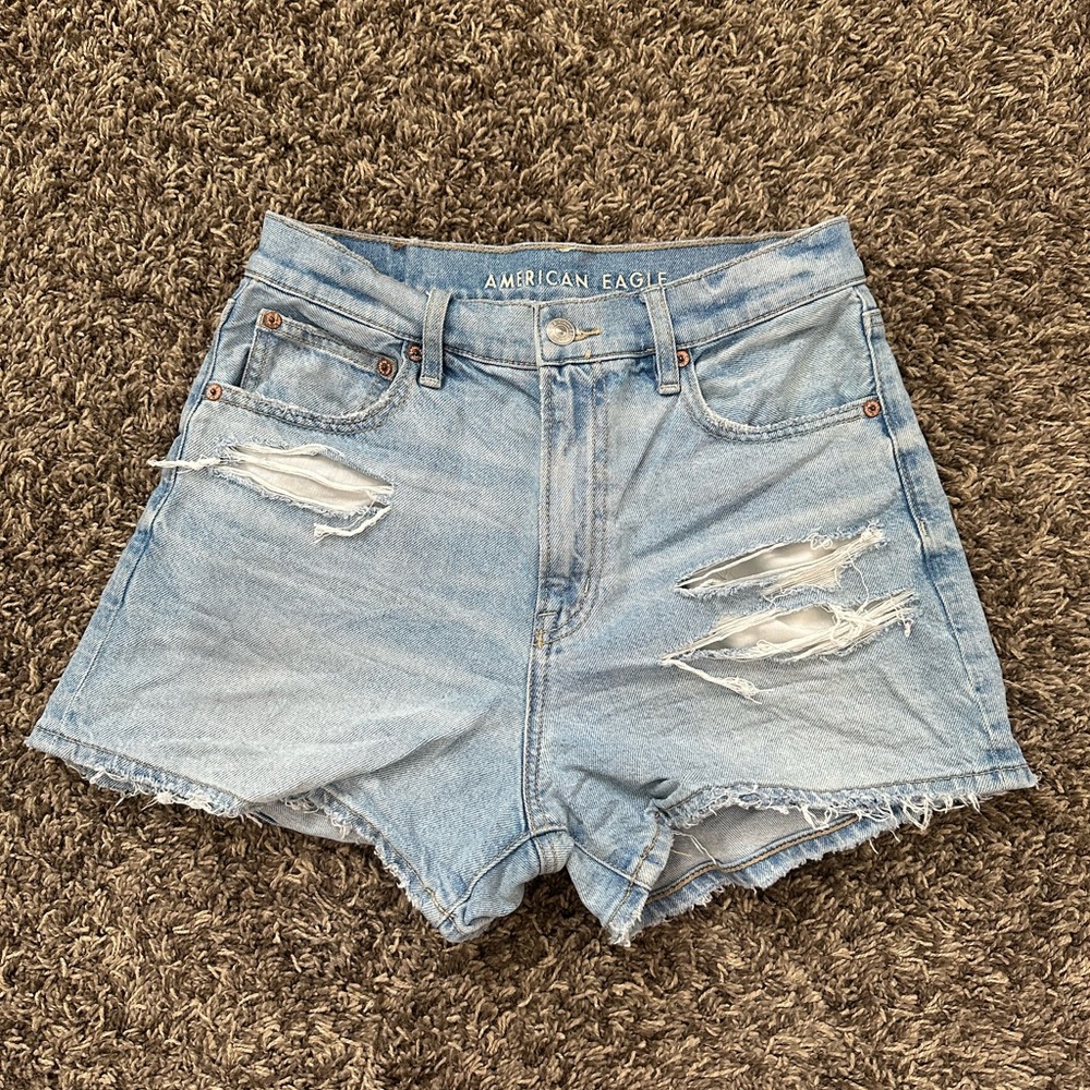 American Eagle Outfitters Light Wash Ripped Jean Shorts